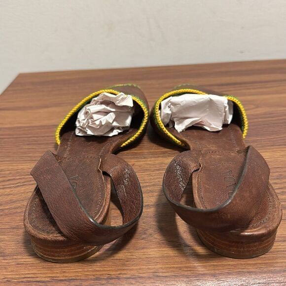 Vintage Prada Brown Flat Leather Sling Back Open Toe Shoes. Size 7.5. - Picture 4 of 6